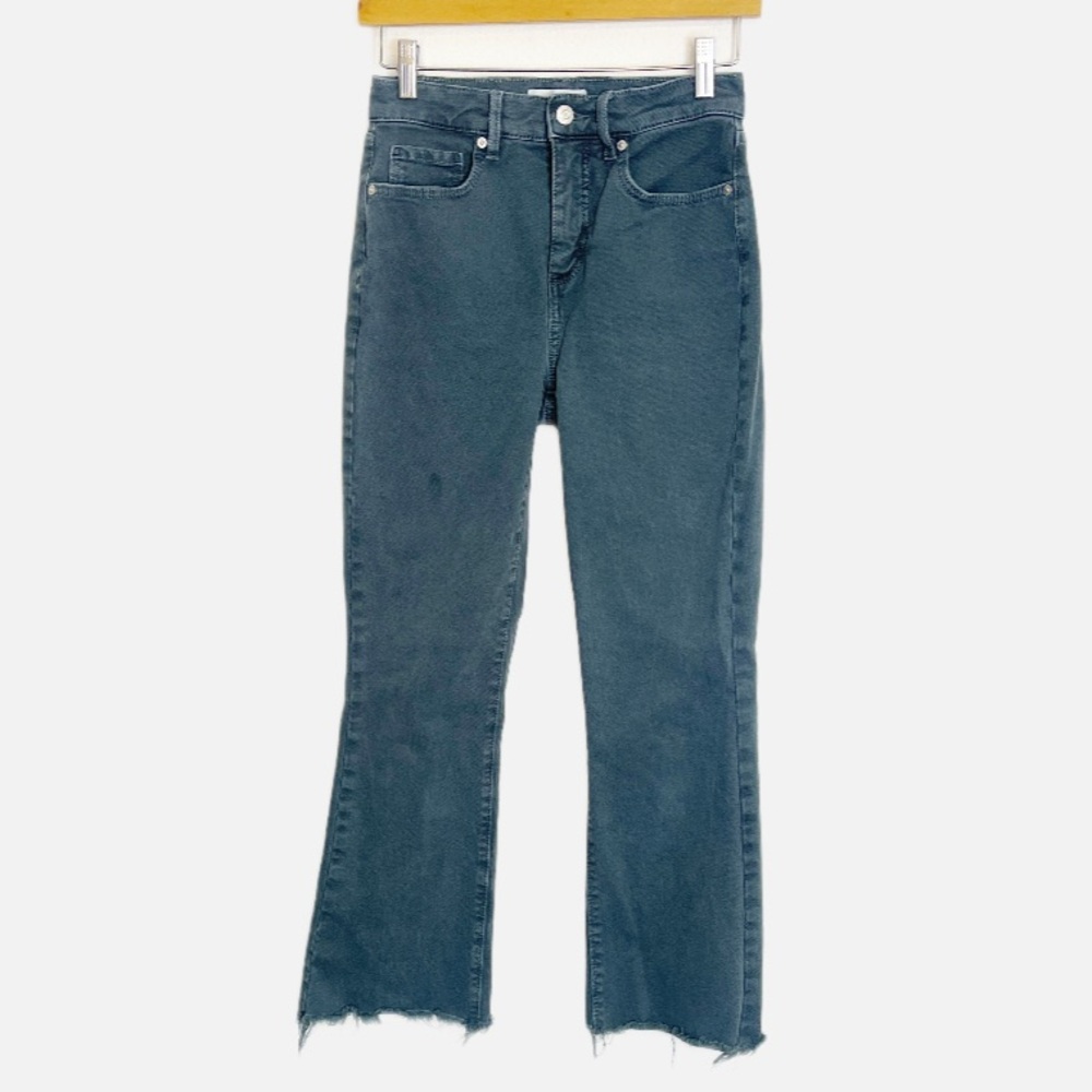 LOFT Raw hem straight leg teal jeans 24